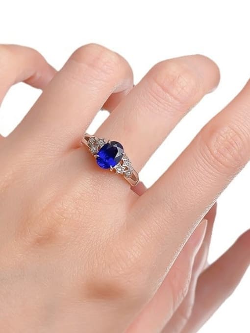 R942 Blue Gang 925 Sterling Silver Cubic Zirconia Geometric Luxury Cocktail Ring