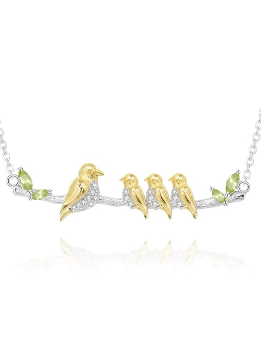 Olivine NECKLACE 3 925 Sterling Silver Natural Stone Bird Artisan Necklace