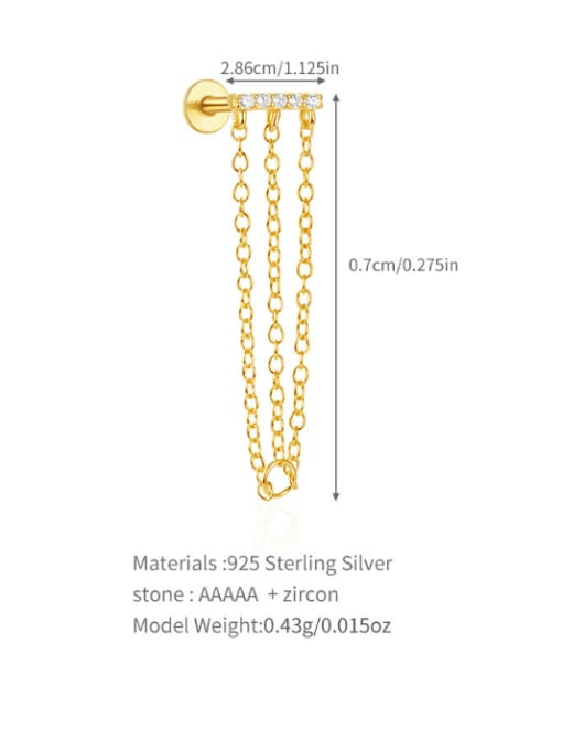 Single Gold 4 925 Sterling Silver Cubic Zirconia Geometric Tassel Dainty Single Earring
