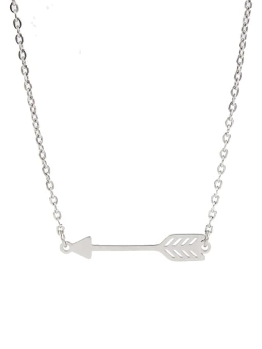 Steel color Stainless steel Feather Arrow Dainty Necklace