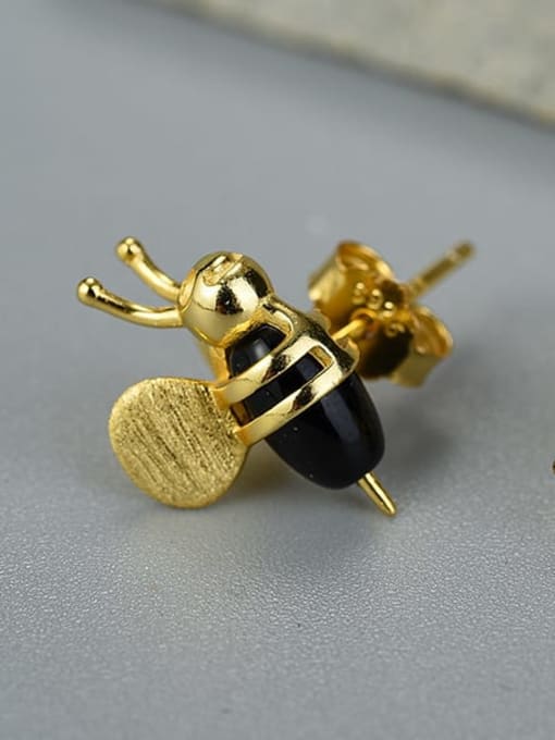 LOLUS 925 Sterling Silver Unique insect design delicate Bee Artisan Stud Earring 1