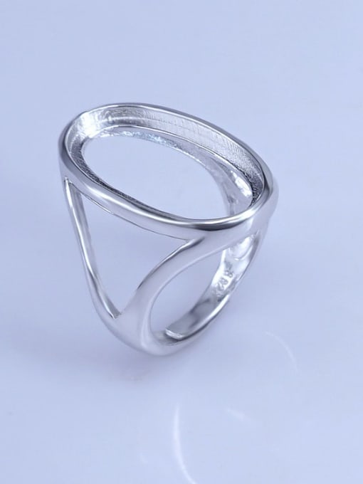 Supply 925 Sterling Silver 18K White Gold Plated Geometric Ring Setting Stone size: 13*23mm 1