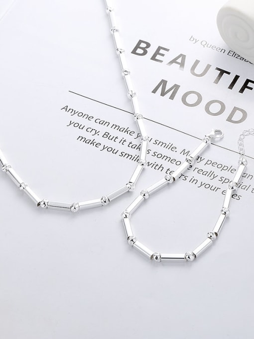 TAIS 925 Sterling Silver Trend Geometric  Bracelet and Necklace Set 3