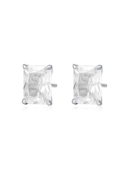 E3309 Platinum 925 Sterling Silver Cubic Zirconia Geometric Minimalist Stud Earring
