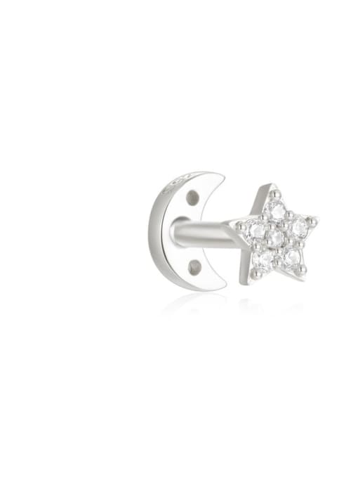 Single Platinum 10 925 Sterling Silver Cubic Zirconia Geometric Minimalist Single Earring