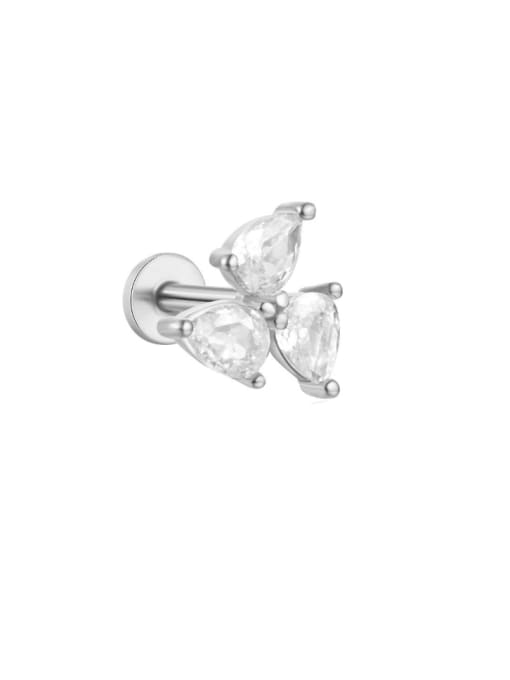 Single Platinum 2 925 Sterling Silver Cubic Zirconia Geometric Dainty Single Earring