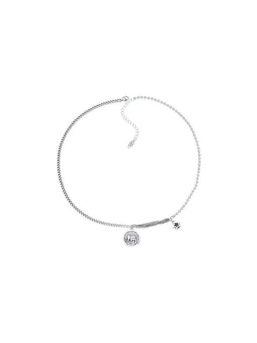088L11g 925 Sterling Silver Round vintage Necklace