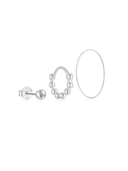 3 pieces per set, silver plated 925 Sterling Silver Geometric Minimalist Hoop Earring