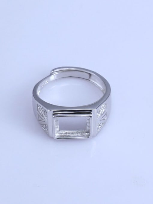 Supply 925 Sterling Silver 18K White Gold Plated Geometric Ring Setting Stone size: 7.5*9.5mm 2