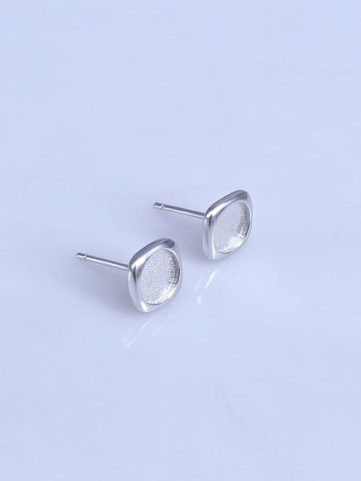 Supply 925 Sterling Silver 18K White Gold Plated Geometric Earring Setting Stone size: 6*6mm 2