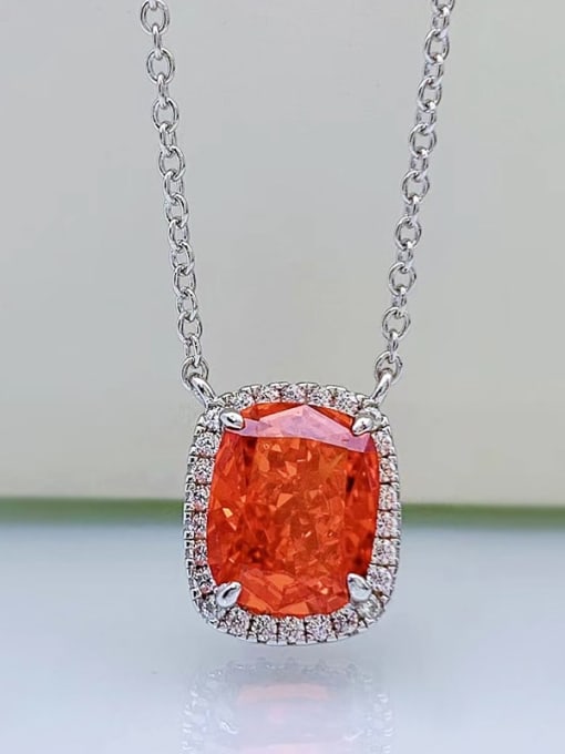 red 925 Sterling Silver High Carbon Diamond Geometric Luxury Necklace