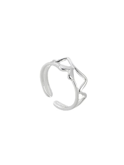 ARTTI 925 Sterling Silver Double Layer Heart Minimalist Stackable Ring 3