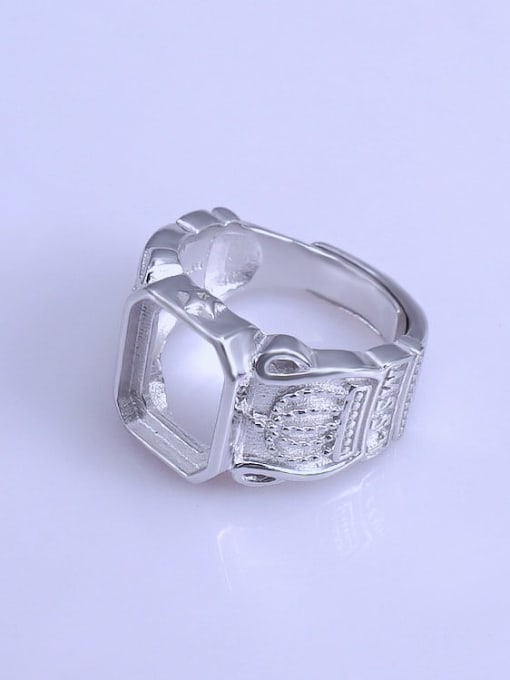 Supply 925 Sterling Silver 18K White Gold Plated Geometric Ring Setting Stone size: 10*12mm 1