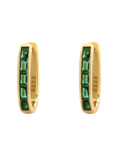 Golden H style 925 Sterling Silver Cubic Zirconia Geometric Minimalist Huggie Earring