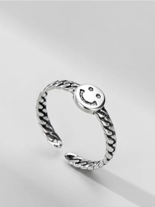 Smiling face ring 925 Sterling Silver Smiley Vintage Band Ring