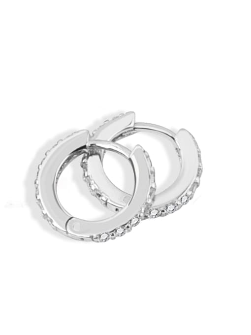 White diamond (platinum) 925 Sterling Silver Cubic Zirconia Geometric Minimalist Huggie Earring