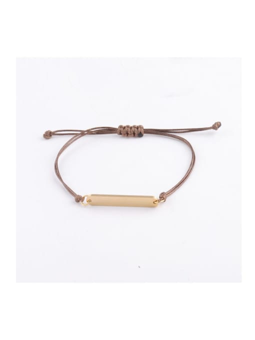 MEN PO Stainless steel Rectangle Wax rope Minimalist Adjustable Bracelet 0