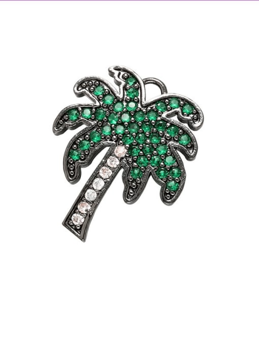 Gun black green diamond Brass Cubic Zirconia  Micro inlay Coconut Tree Pendant