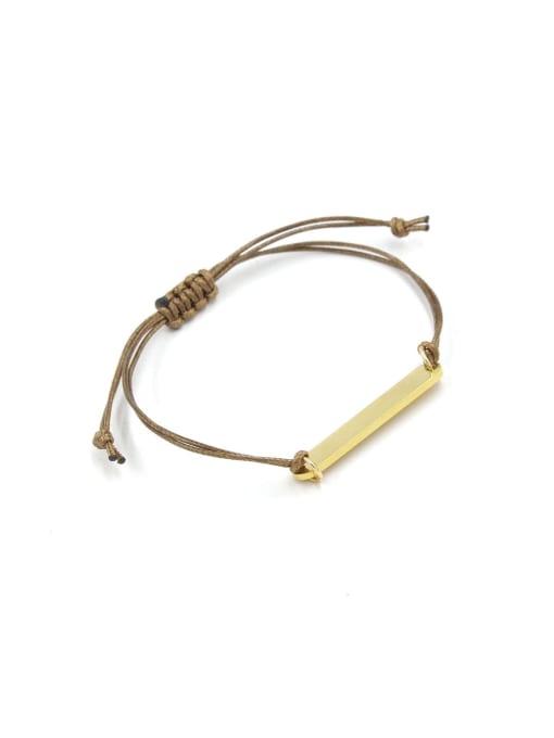 MEN PO Stainless steel Rectangle Wax rope Minimalist Adjustable Bracelet 1