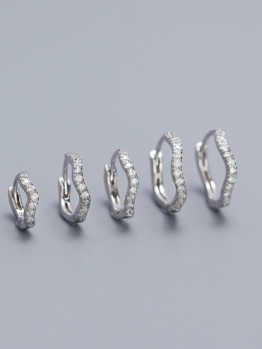 ACEE 925 Sterling Silver Cubic Zirconia Geometric Dainty Huggie Earring 2