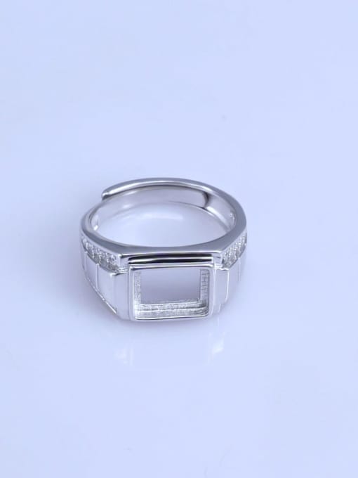 Supply 925 Sterling Silver 18K White Gold Plated Geometric Ring Setting Stone size: 7.5*9.5mm 0
