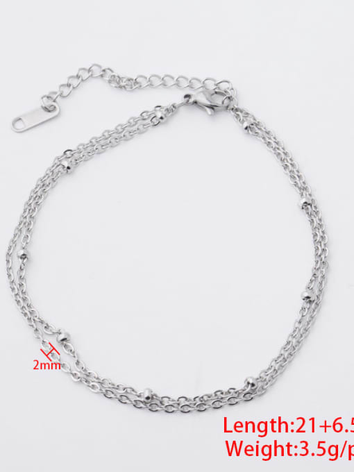 Steel color 2mmlt049 Stainless steel Geometric Beaded chain anklets