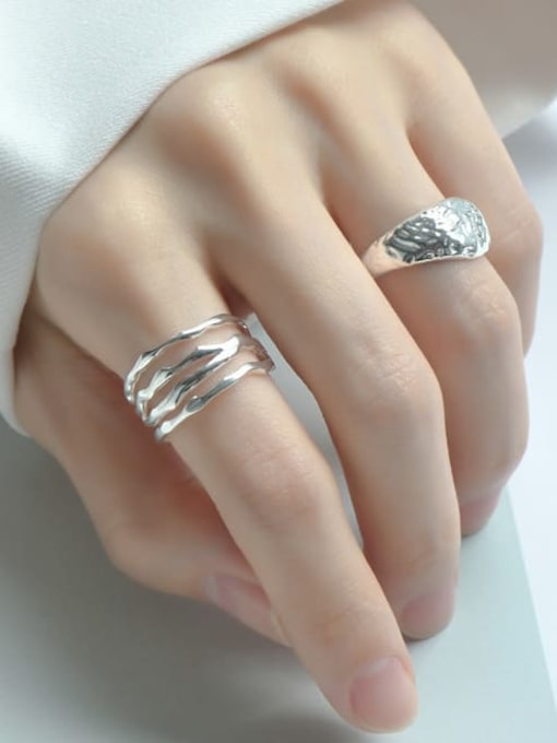 ARTTI 925 Sterling Silver Geometric Minimalist  Multilayer layer Line Stackable Ring 2