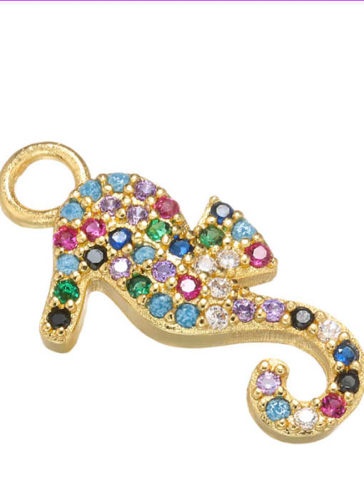 golden Bronze Seahorse Pendant with Micro-Set Fancy Diamonds