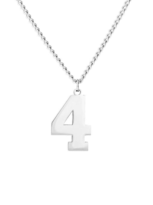 Number 4 Necklace Titanium Steel Number Minimalist Long Strand Necklace