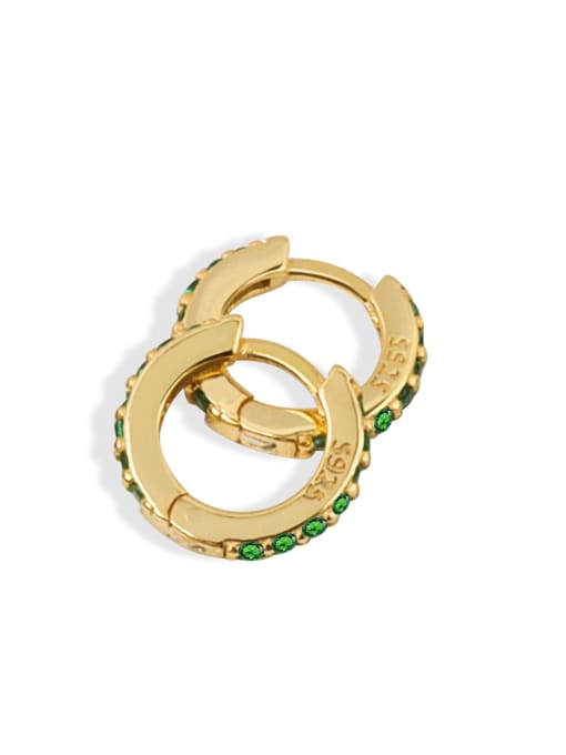 Green diamond (18K gold) 925 Sterling Silver Cubic Zirconia Geometric Minimalist Huggie Earring