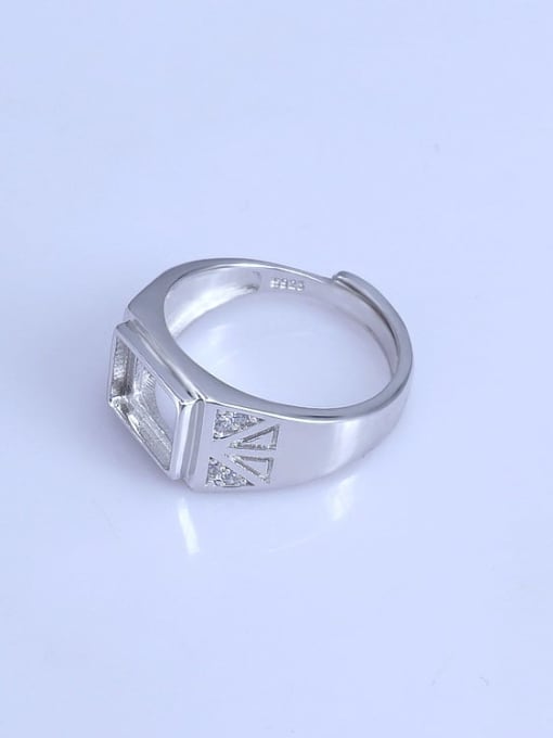Supply 925 Sterling Silver 18K White Gold Plated Geometric Ring Setting Stone size: 7.5*9.5mm 0