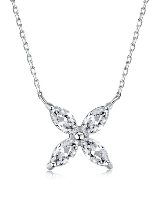 STL-Silver Jewelry 925 Sterling Silver 5A  Cubic Zirconia Flower Minimalist Necklace 2