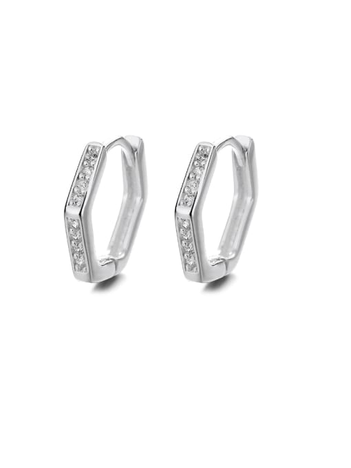 304HRB model approximately 1.4g 925 Sterling Silver Cubic Zirconia Geometric Vintage Huggie Earring