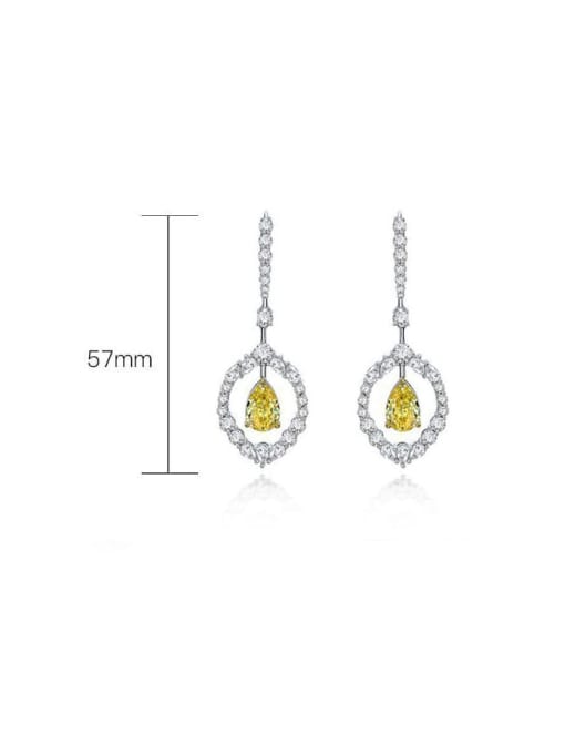 A&T Jewelry 925 Sterling Silver High Carbon Diamond Yellow Geometric Luxury Drop Earring 2