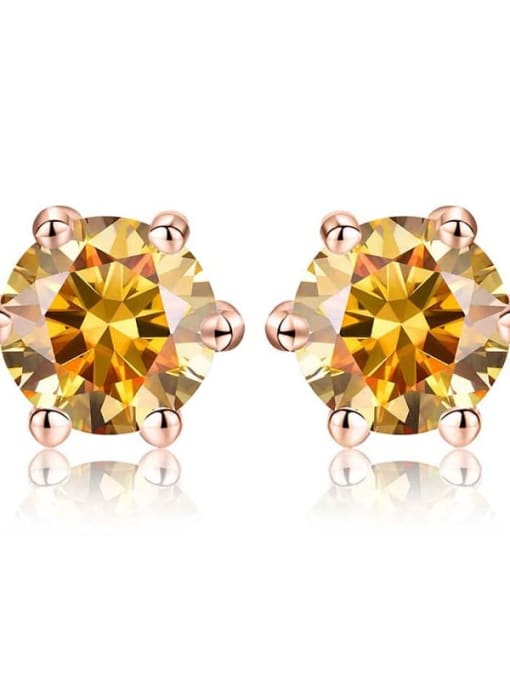 Rose gold (Golden Yellow Diamond) 925 Sterling Silver Moissanite Geometric Dainty Stud Earring