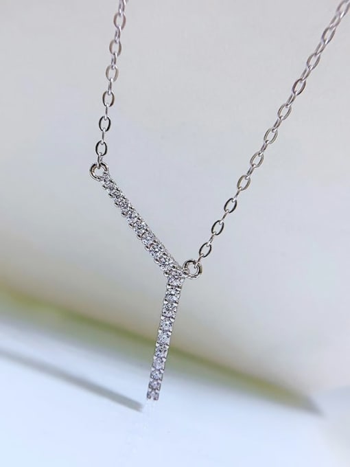 M&J 925 Sterling Silver Cubic Zirconia Geometric Dainty Lariat Necklace 1