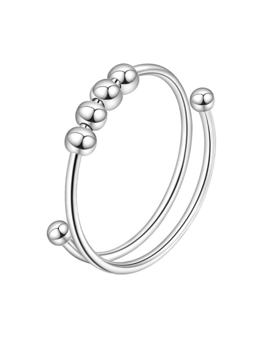 PNJ-Silver 925 Sterling Silver Bead Geometric Minimalist Band Ring 2