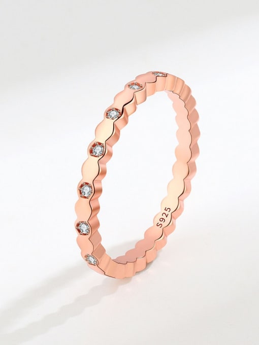 Rose gold (diamond style) 925 Sterling Silver Cubic Zirconia Geometric Minimalist Band Ring
