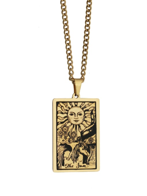 golden The Sun's Tarot hip hop stainless steel titanium steel necklace