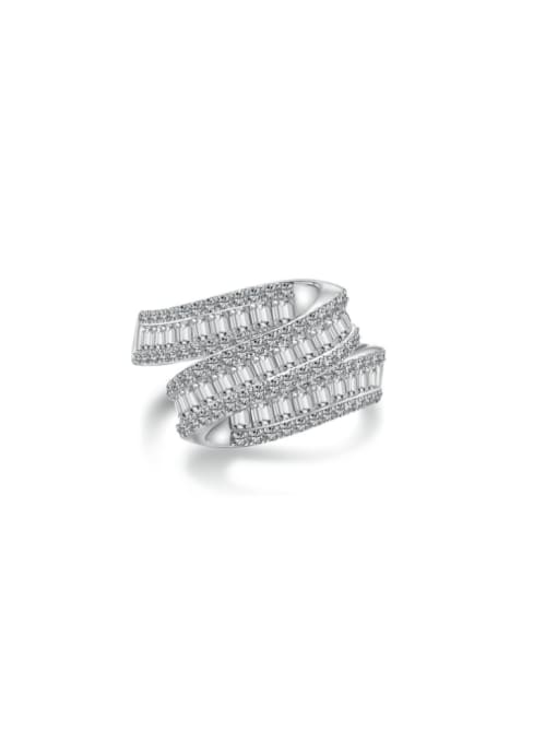 DY120937 S W WH 925 Sterling Silver Cubic Zirconia Geometric Dainty Stackable Ring