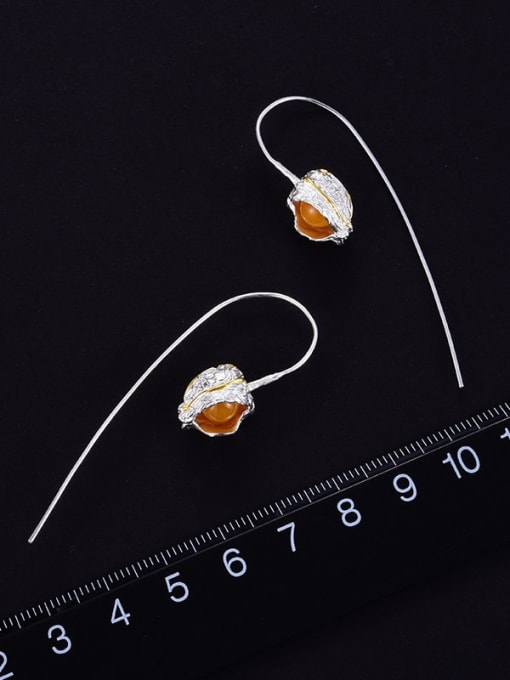 LOLUS 925 Sterling Silver Natural Topaz Pearls Artisan Hook Earring 2