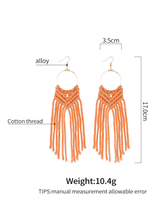 JMI Alloy Bead Cotton Tassel Artisan Hand-woven  Drop Earring 2