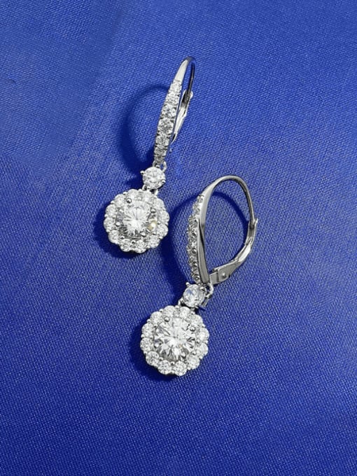 E284 flower shaped earrings 925 Sterling Silver Cubic Zirconia Geometric Luxury Hook Earring