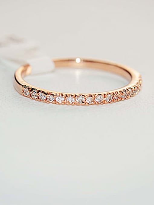 Rose Gold 925 Sterling Silver Cubic Zirconia Round Dainty Band Ring