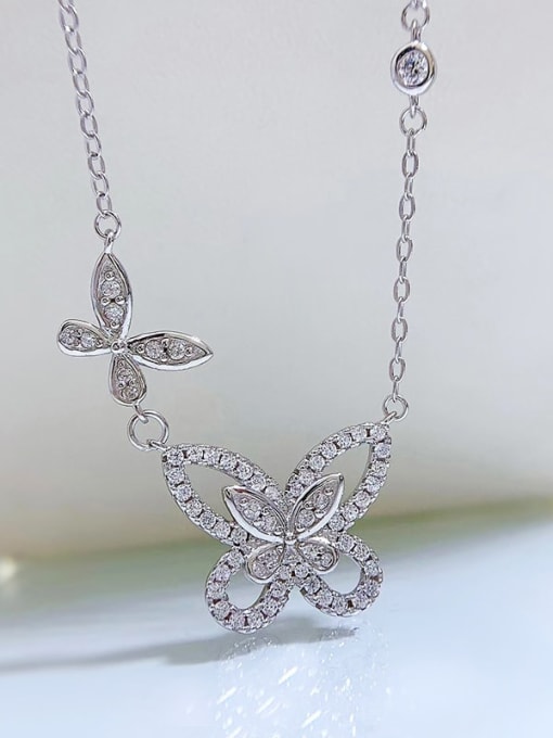 M&J 925 Sterling Silver Cubic Zirconia Hollow  Butterfly Dainty Necklace 1