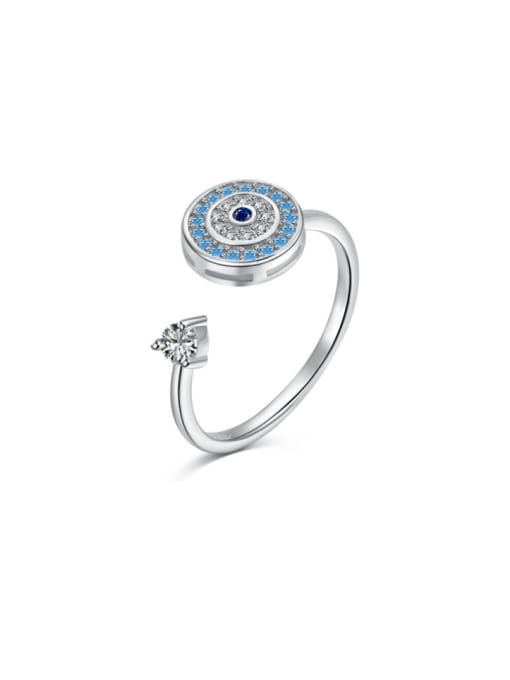 STL-Silver Jewelry 925 Sterling Silver Cubic Zirconia Evil Eye Dainty Band Ring 2