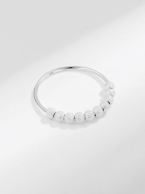 silvery 925 Sterling Silver Bead Geometric Minimalist Bead Ring
