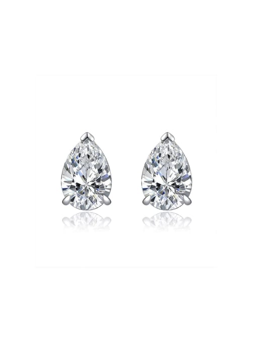 A&T Jewelry 925 Sterling Silver High Carbon Diamond White Water Drop Dainty Stud Earring