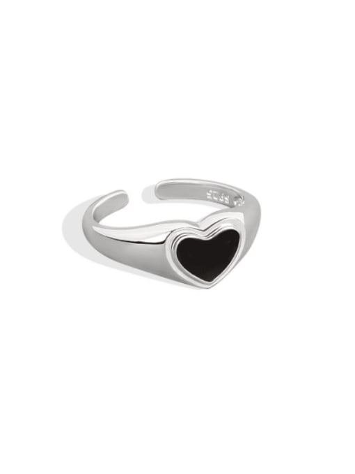 PNJ-Silver 925 Sterling Silver Acrylic Heart Minimalist Band Ring 0