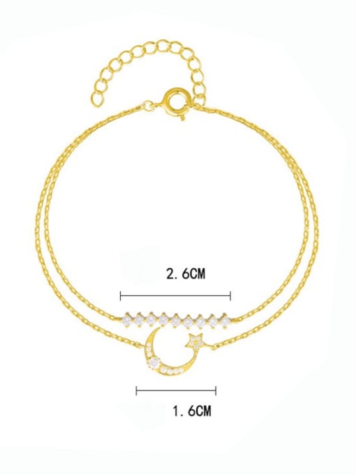 A&T Jewelry 925 Sterling Silver Cubic Zirconia Moon Minimalist Strand Bracelet 2